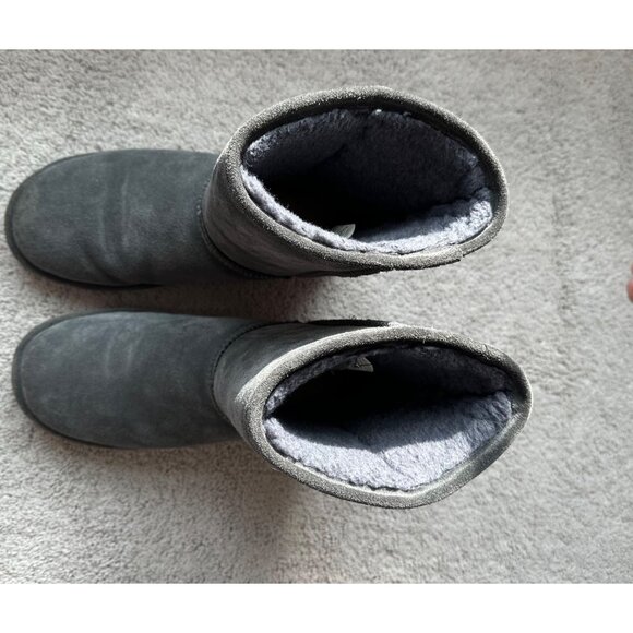 Bearpaw Emma Size 9 Shearling Fur Lined Winter 10" Boots Gray Suede - Picture 14 of 16